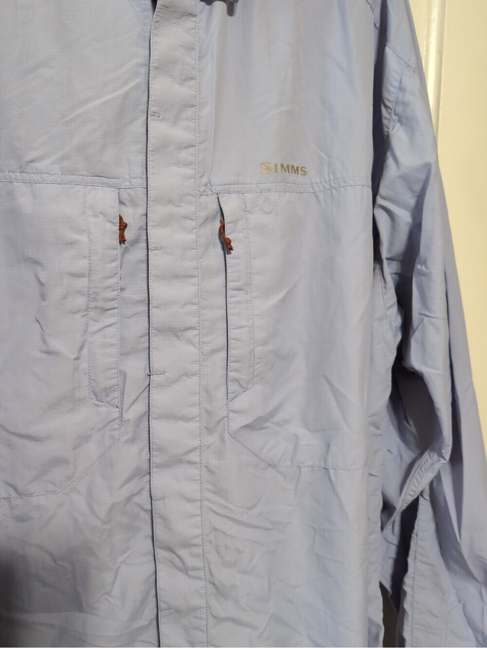 SIMMS Light Blue Fishing Shirt No Fly Zone UPF 50 Long-Sleeve Men's XXL(1419)B - Picture 3 of 8